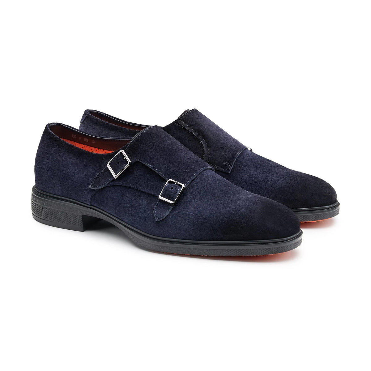 SANTONI Scarpa Uomo Doppia Fibbia EASY-ON-Blu Adriatico