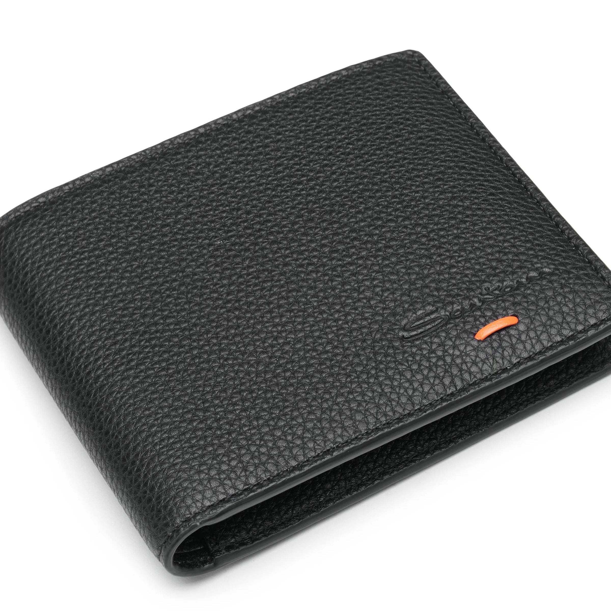 SANTONI Portafoglio Pelle Martellata Portacarte-Nero Fumo