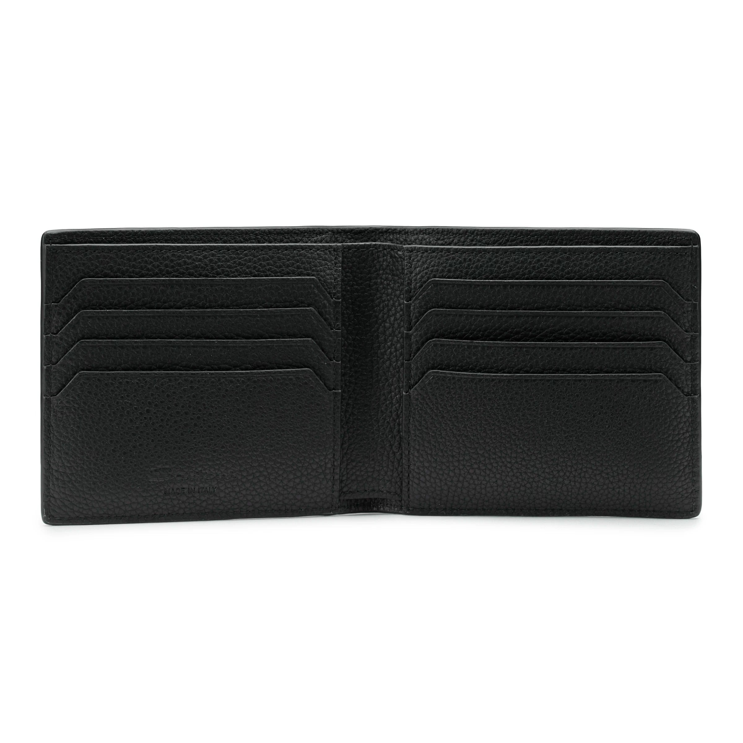 SANTONI Portafoglio Pelle Martellata Portacarte-Nero Fumo
