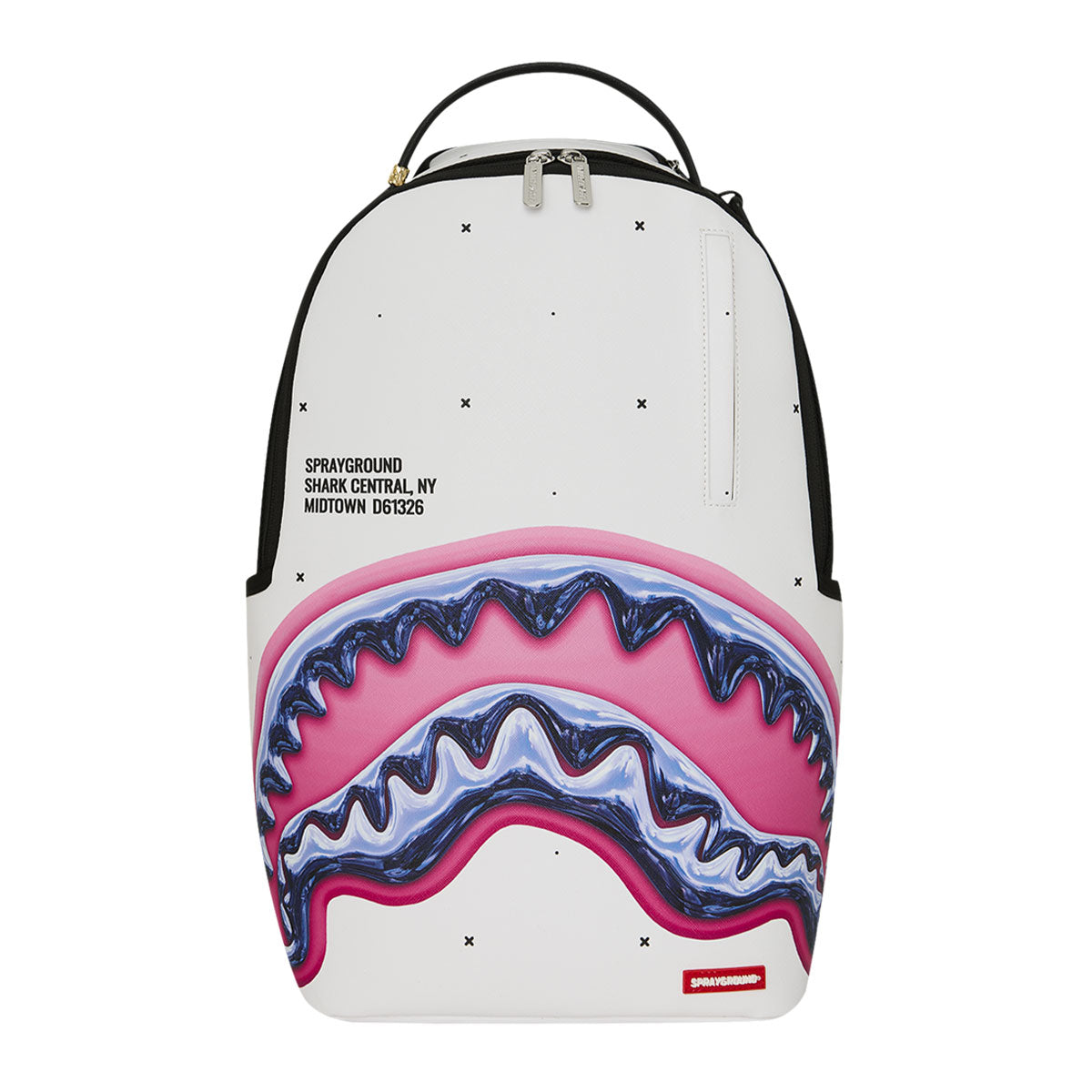 SPRAYGROUND Zaino SHARK CENTRAL LIQUID CHROME-Bianco