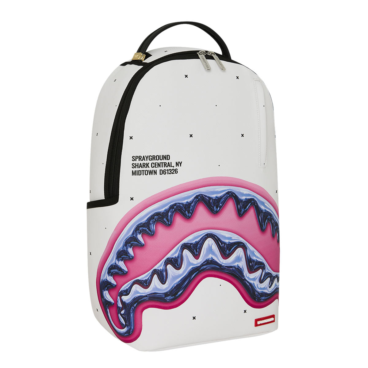 SPRAYGROUND Zaino SHARK CENTRAL LIQUID CHROME-Bianco