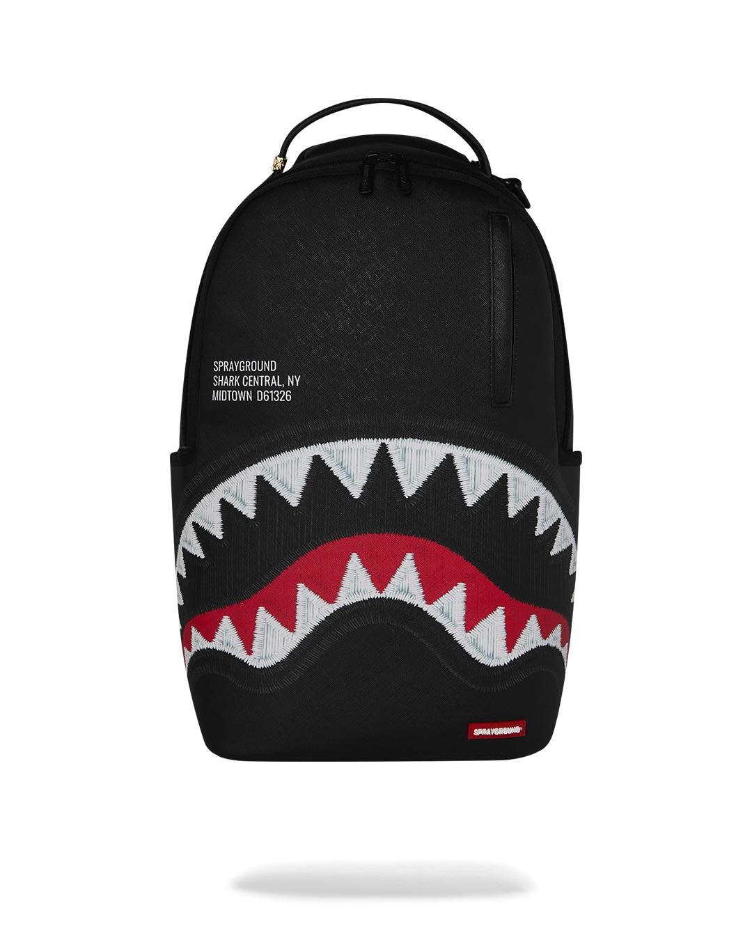 SPRAYGROUND Zaino SHARK CENTRAL EMBROIDERED-Nero