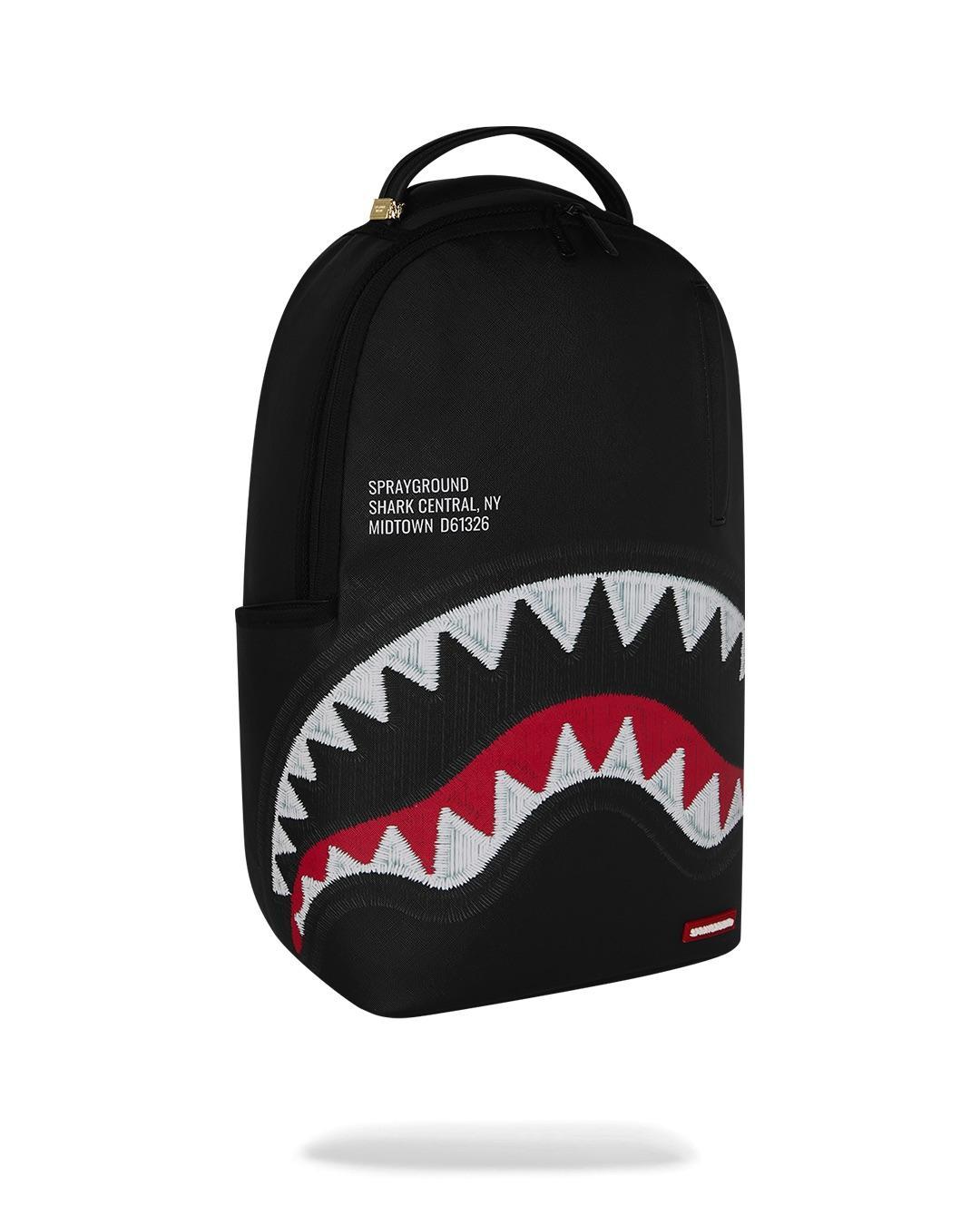 SPRAYGROUND Zaino SHARK CENTRAL EMBROIDERED-Nero