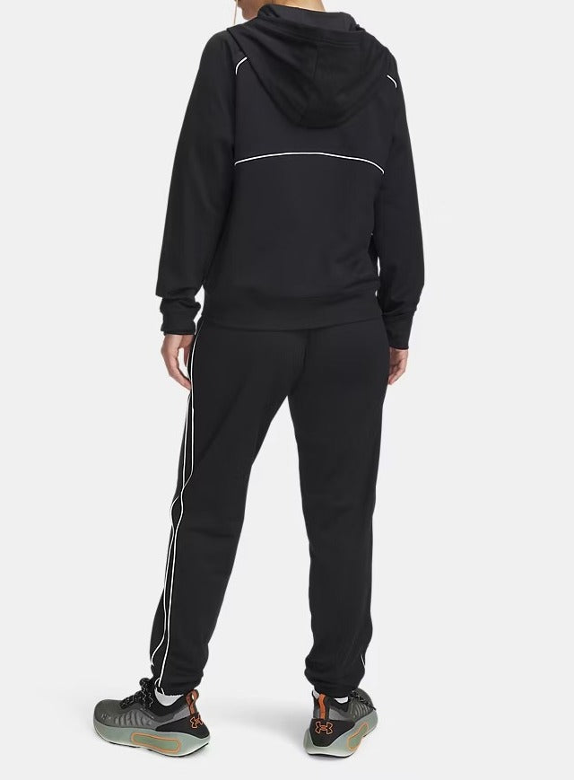 UNDER ARMOUR Tuta Donna Felpa Pantalone RIVAL-Black/White