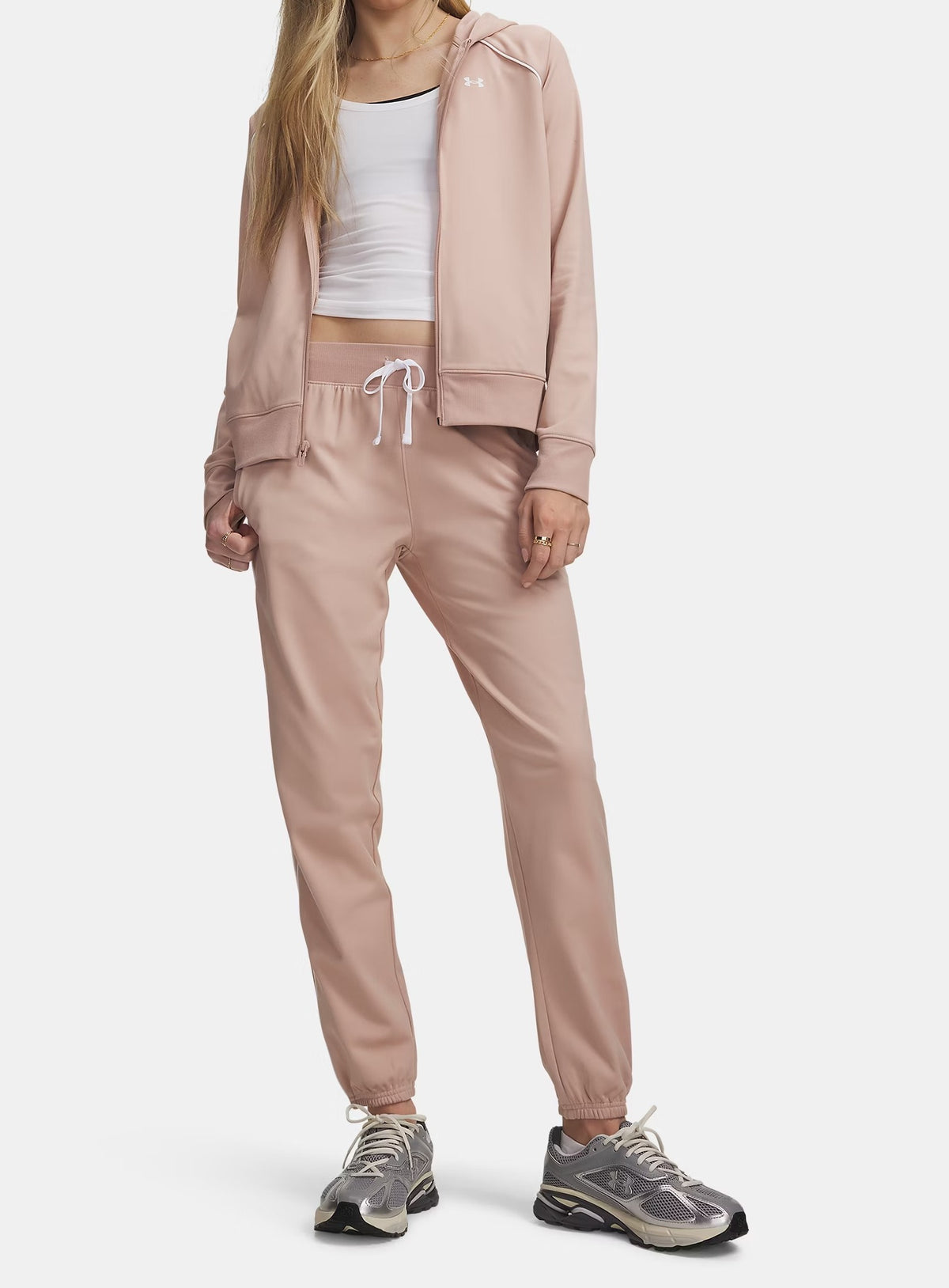 UNDER ARMOUR Tuta Donna Felpa Pantalone RIVAL-Bashful Pink/White