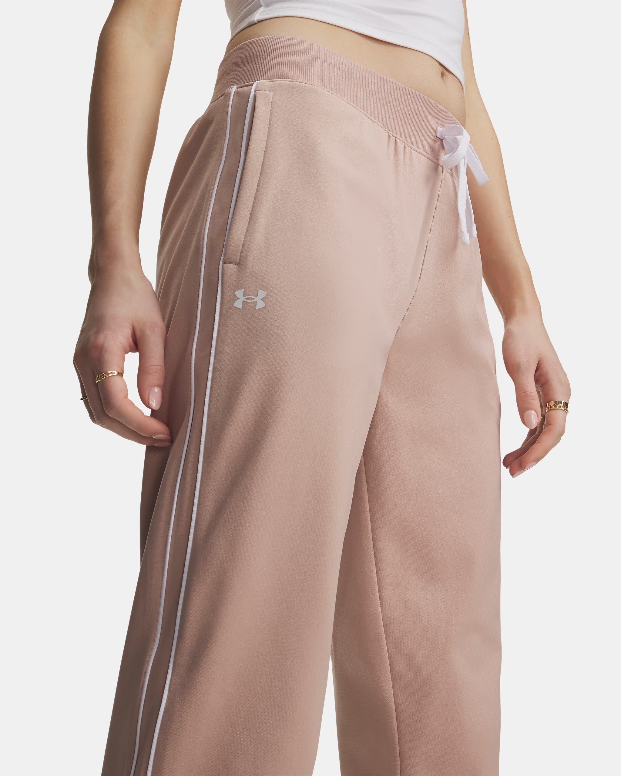 UNDER ARMOUR Tuta Donna Felpa Pantalone RIVAL-Bashful Pink/White