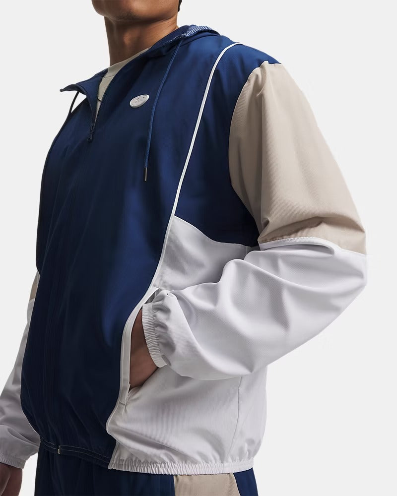 UNDER ARMOUR Giacca Uomo RIVAL WOVEN COLORBLOCK-Blackout Navy/Highland Buff/White