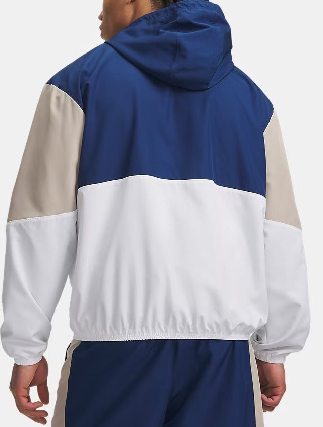UNDER ARMOUR Giacca Uomo RIVAL WOVEN COLORBLOCK-Blackout Navy/Highland Buff/White