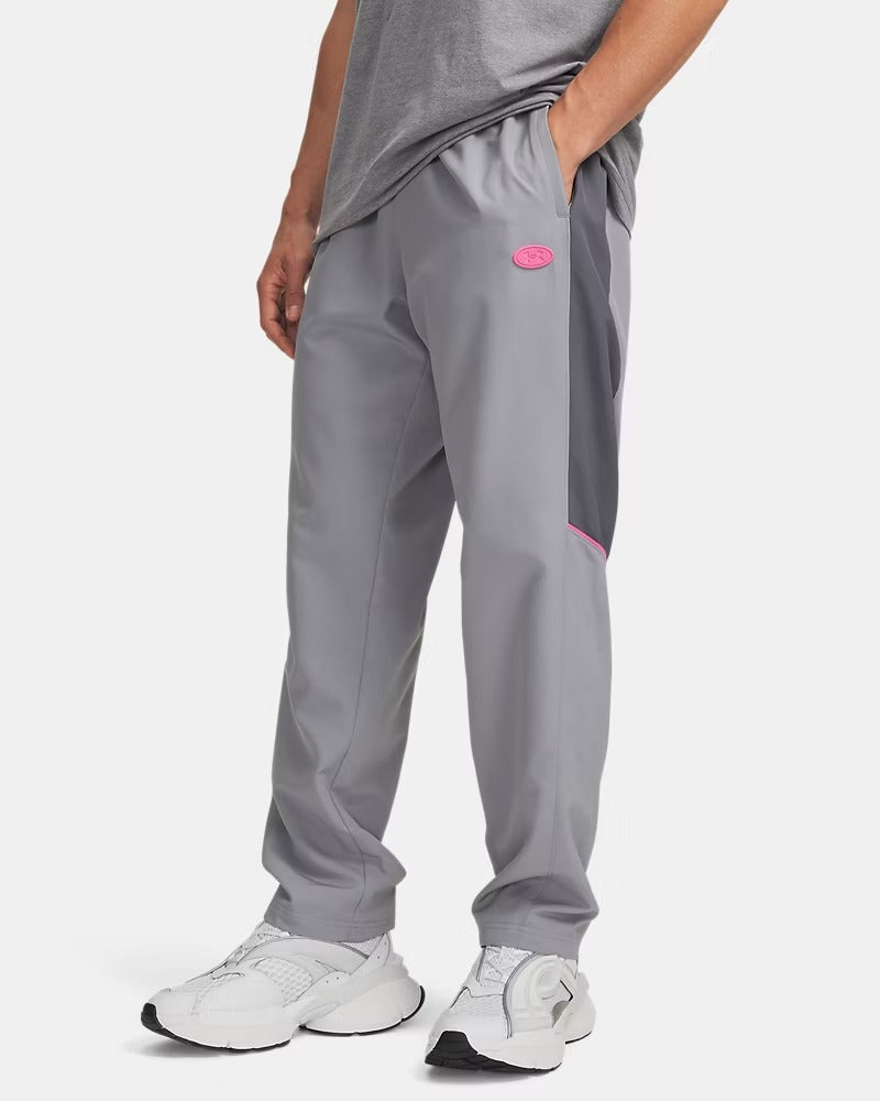 UNDER ARMOUR Jogger Uomo RIVAL WOVEN COLORBLOCK-Steel/Castlerock/Pink Frenzy
