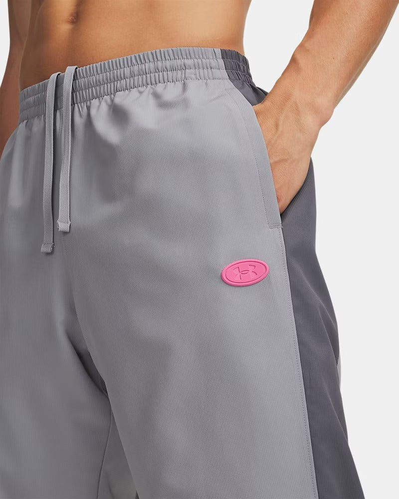 UNDER ARMOUR Jogger Uomo RIVAL WOVEN COLORBLOCK-Steel/Castlerock/Pink Frenzy
