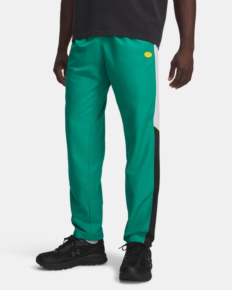 UNDER ARMOUR Jogger Uomo RIVAL WOVEN COLORBLOCK-Geode Green/White/Zeppelin Yellow