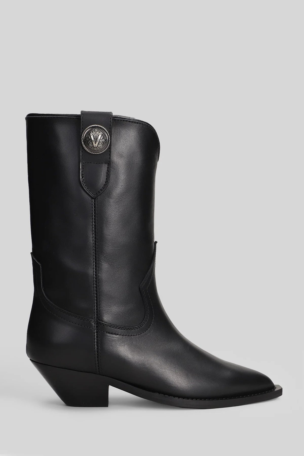 VIA ROMA 15 StivaleTEXANO Donna Pelle Bottone-Nero