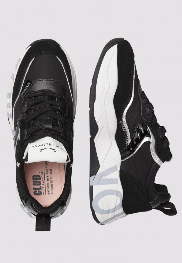 VOILE BLANCHE Sneaker Donna Club 105-Nero/Argento