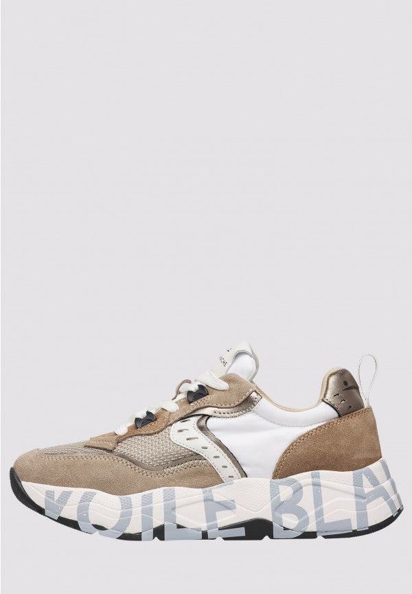 VOILE BLANCHE Sneaker Donna Club 105-Marrone Chiaro/Bianco