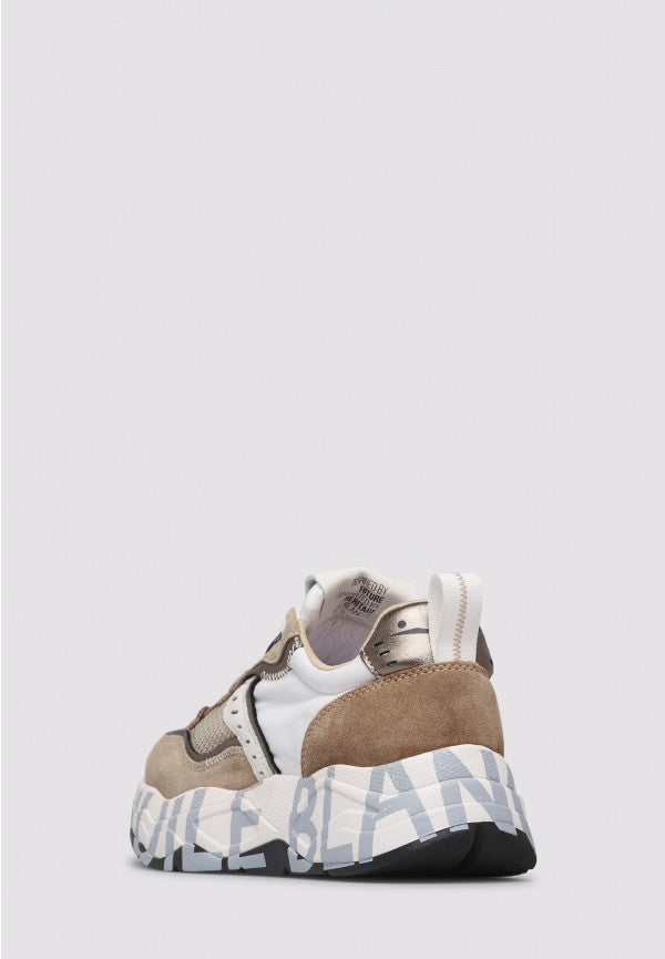 VOILE BLANCHE Sneaker Donna Club 105-Marrone Chiaro/Bianco