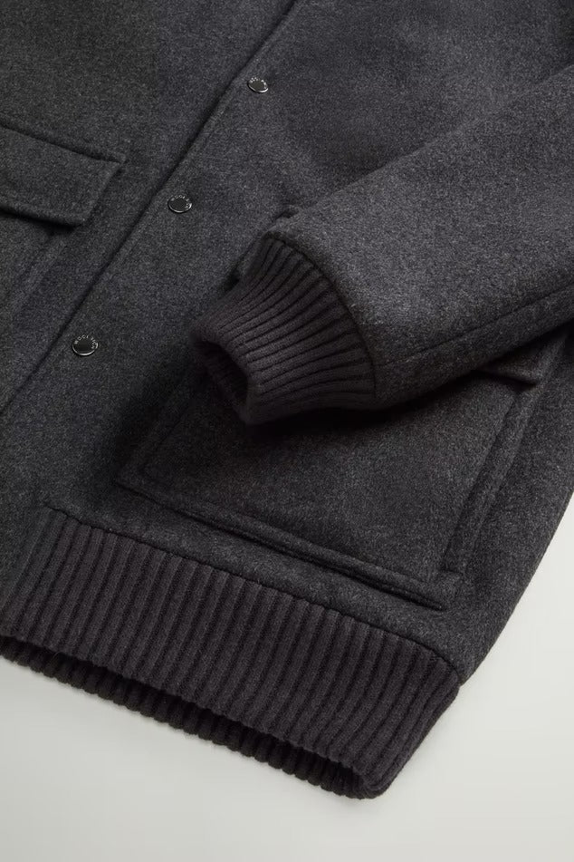 WOOLRICH Bomber Uomo TWILL WOOL MILES-Dark Grey Melange