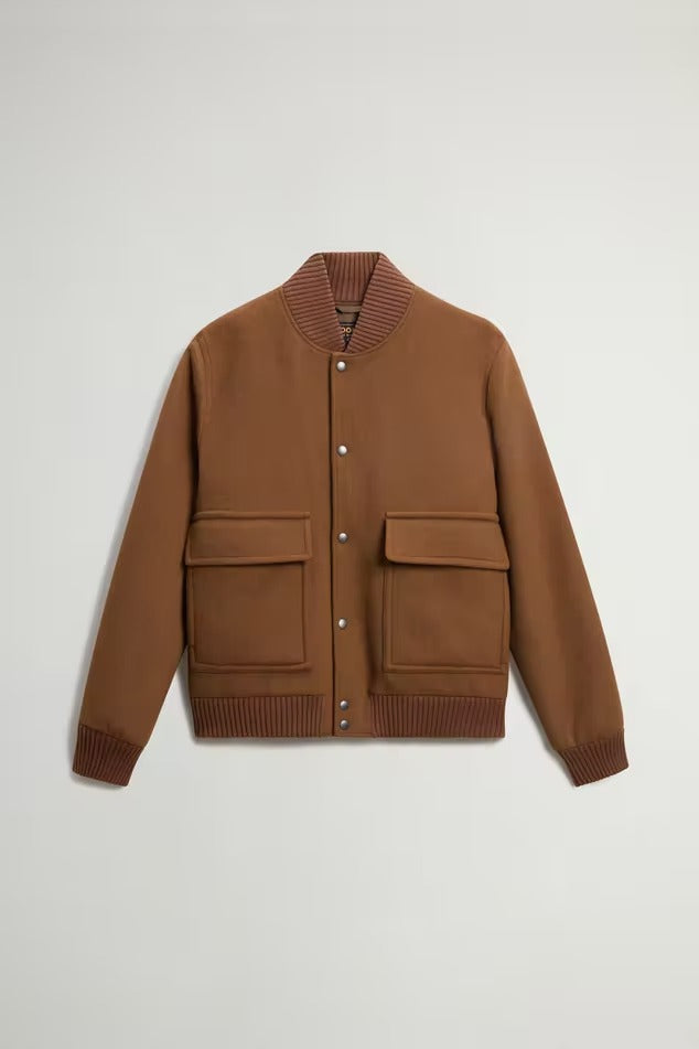 WOOLRICH Bomber Uomo TWILL WOOL MILES-Bison