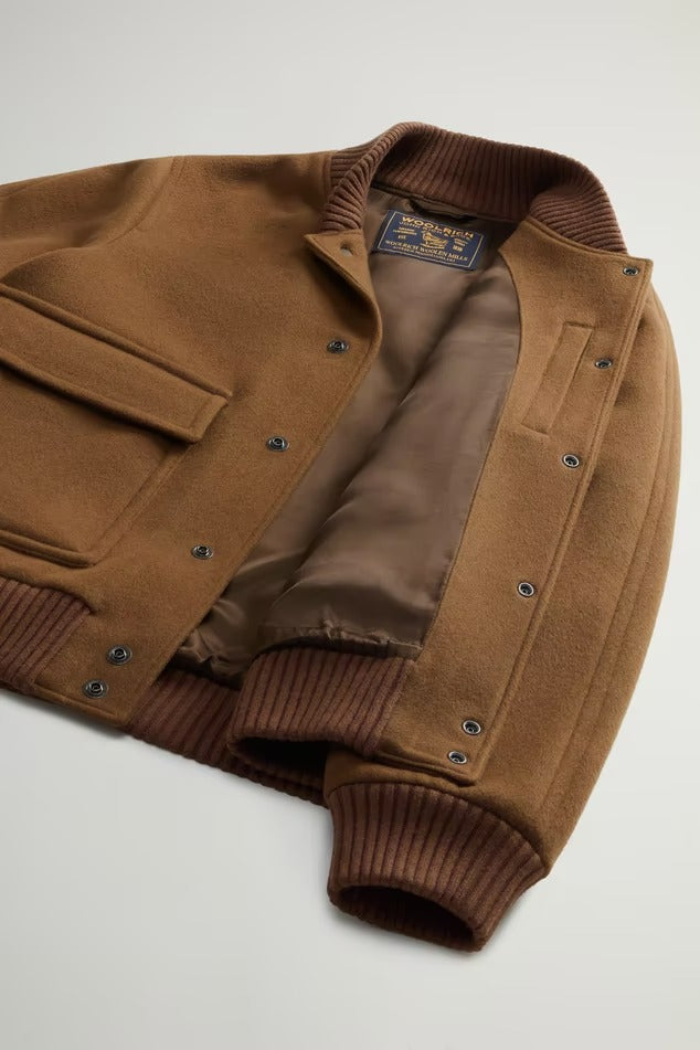 WOOLRICH Bomber Uomo TWILL WOOL MILES-Bison