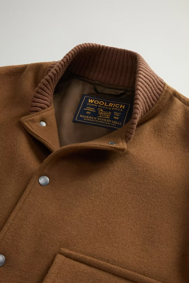 WOOLRICH Bomber Uomo TWILL WOOL MILES-Bison