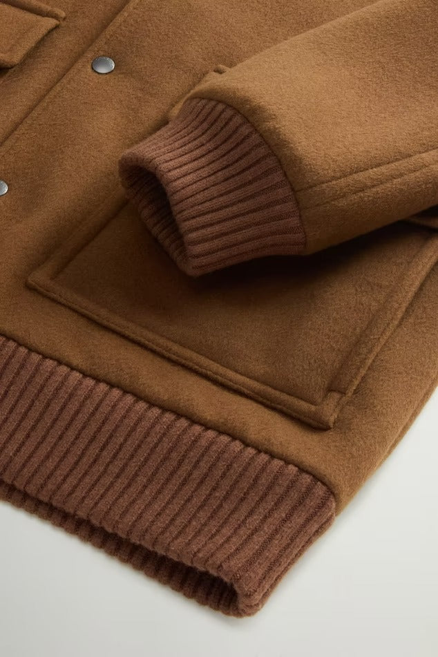 WOOLRICH Bomber Uomo TWILL WOOL MILES-Bison