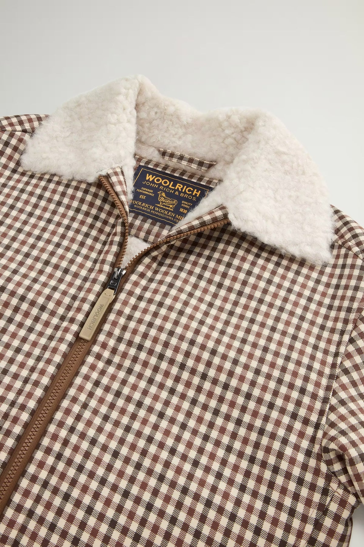 WOOLRICH Giacca Camicia DOnna CHECK SHERPA OVERSHIRT-Milky Cream