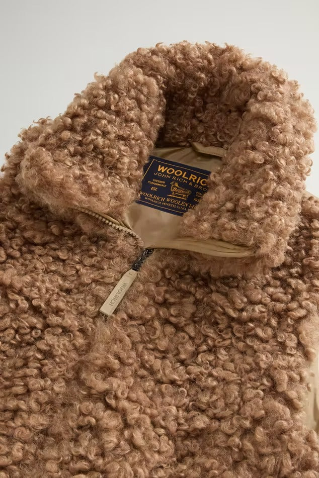 WOOLRICH Gilet Donna HYBRID CURLY-Gold Khaki