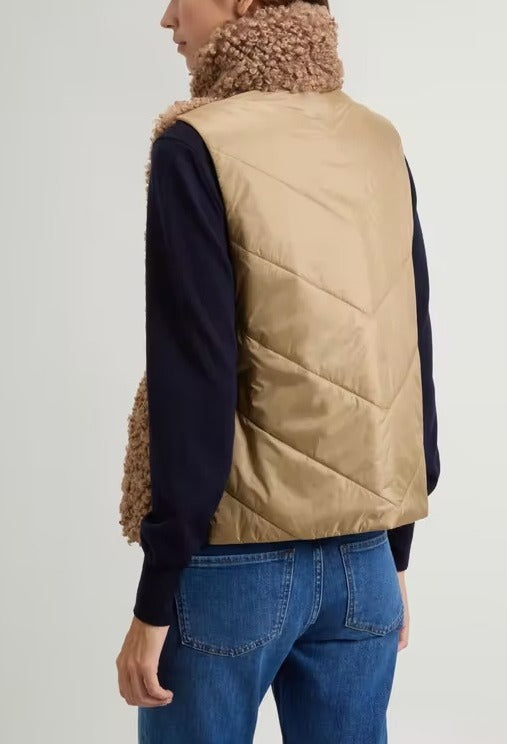 WOOLRICH Gilet Donna HYBRID CURLY-Gold Khaki