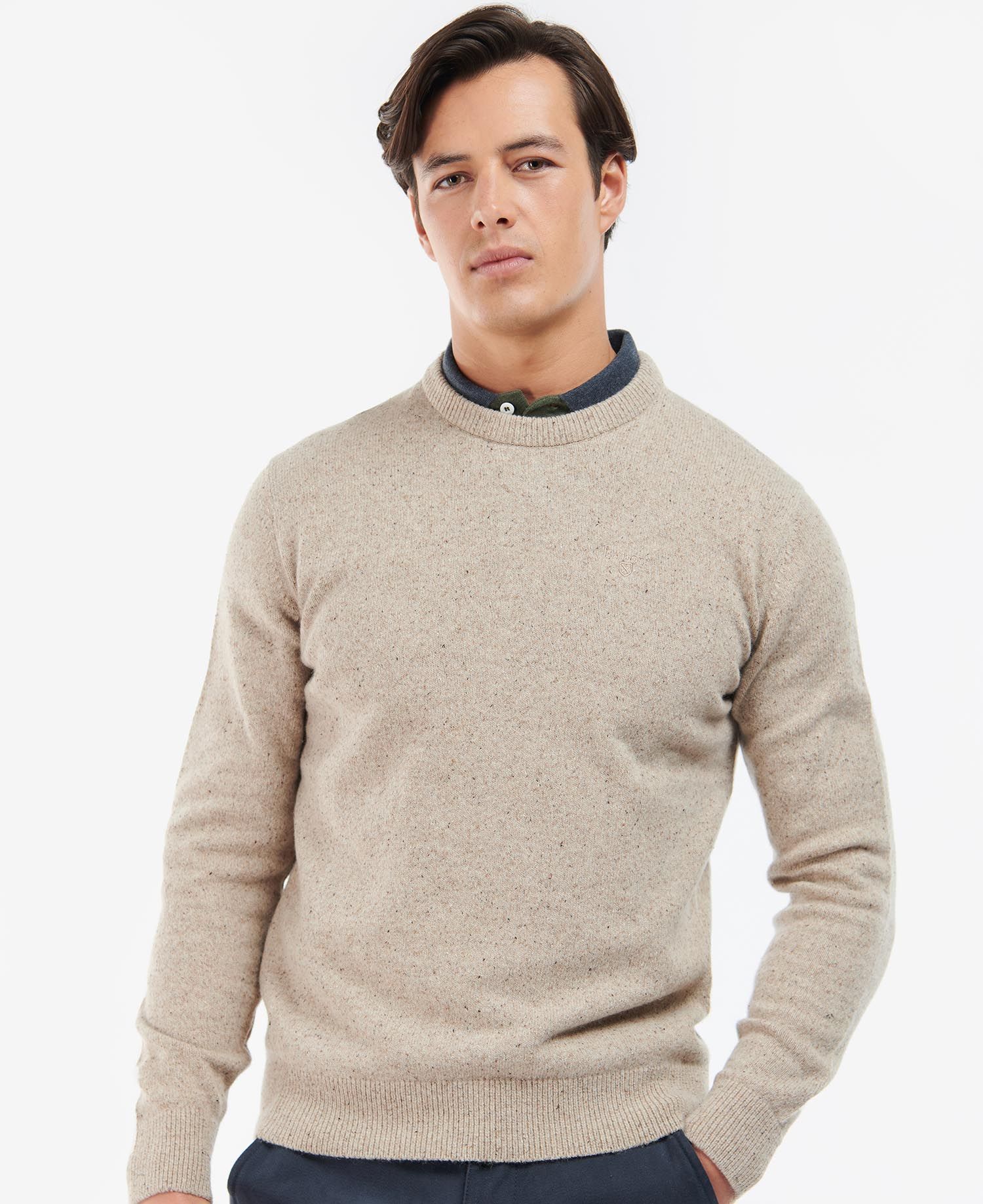 BARBOUR Men's Essential Tisbury Crew Sweater MKN0844 Stone
