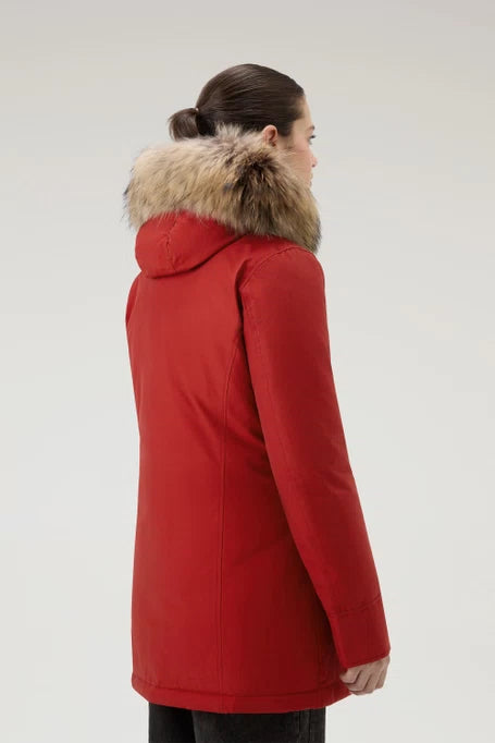 WOOLRICH Parka Donna Arctic Raccoon WWOU0538 Rosso Scuro