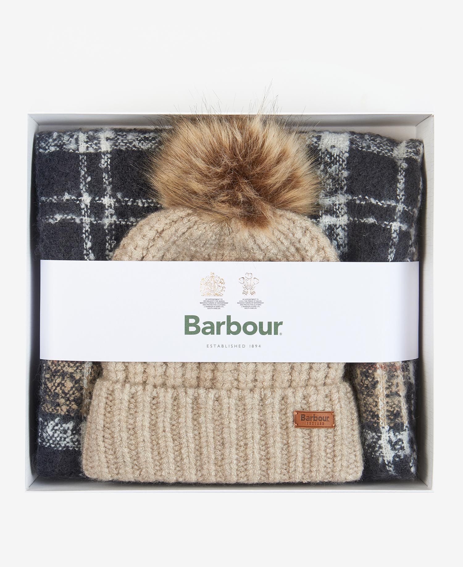 BARBOUR Women's Hat/Scarf Set Saltburn&amp;Tartan LGS0077 Rosewood