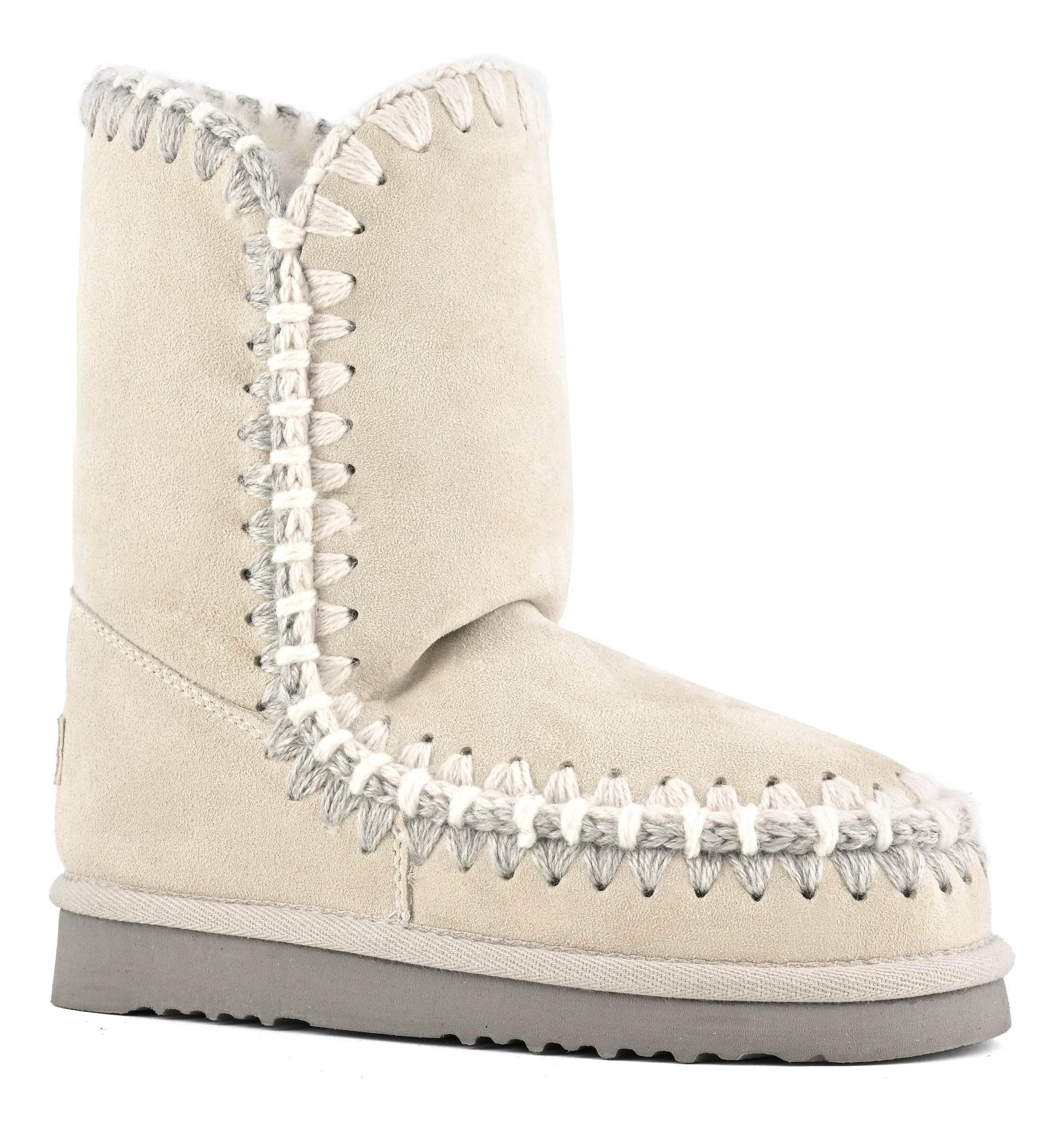 MOU Women's Eskimo Overstitching Chalk Ankle Boot