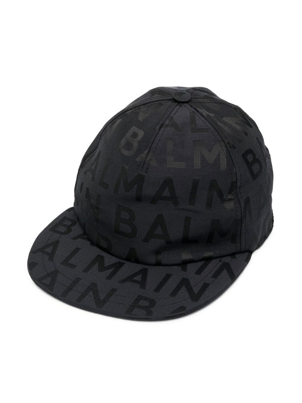 Berretto da baseball con stampa logo di Balmain Kids nero