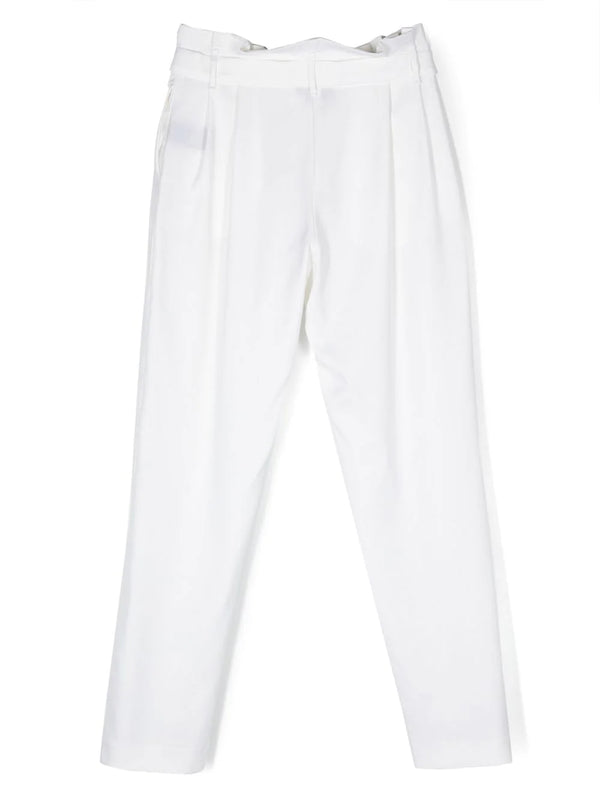 Balmain Kids Pantaloni bianchi con pieghe
