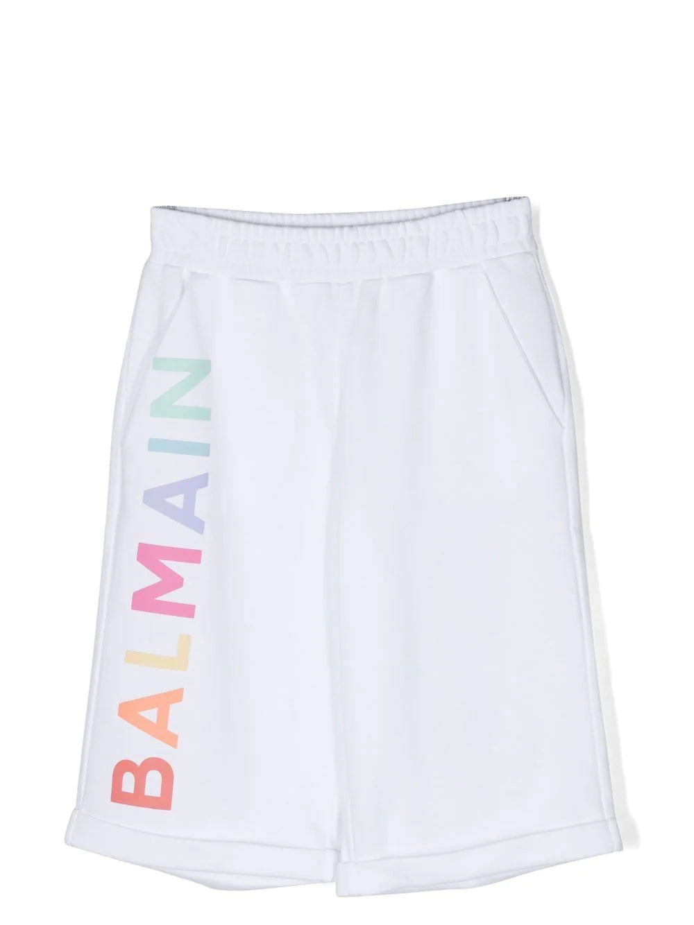 Balmain Kids Bermuda bianchi con stampa multicolore