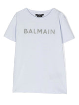 Balmain Kids T-shirt grigia con stampa