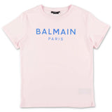 Balmain Kids T-shirt rosa con stampa prugna