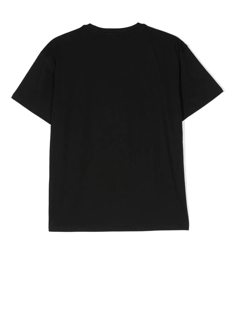 Balmain Kids T-shirt nera con stampa multicolore