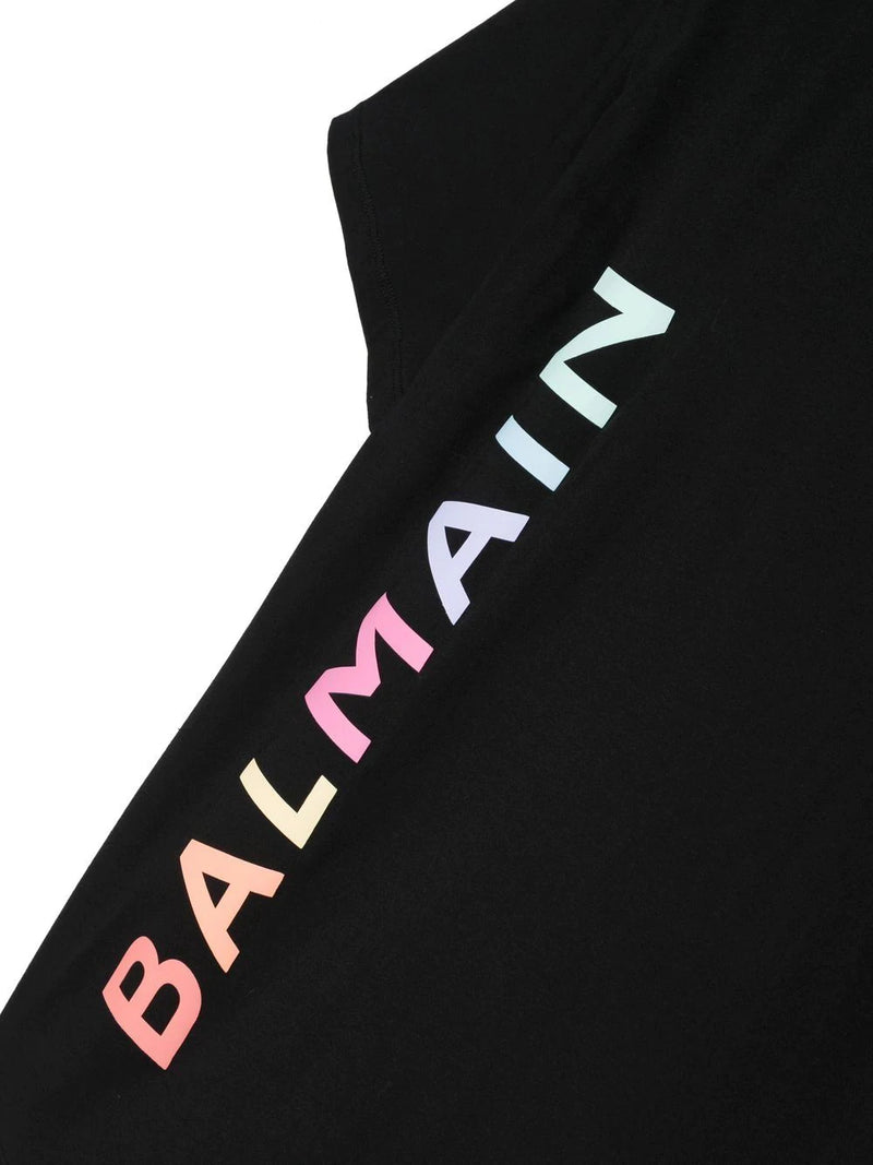 Balmain Kids T-shirt nera con stampa multicolore