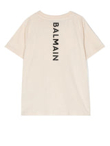 Balmain Kids T-shirt beige con stampa nera