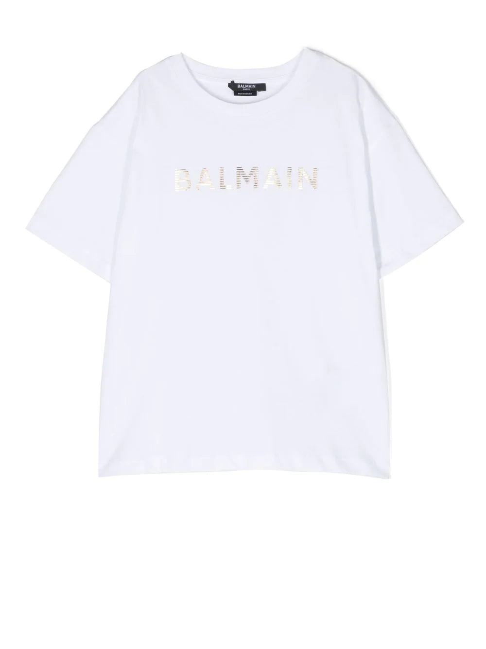 Balmain Kids T-shirt girocollo bianca con logo