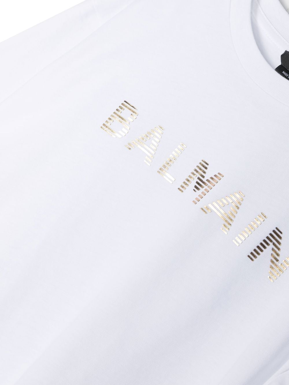 Balmain Kids T-shirt girocollo bianca con logo