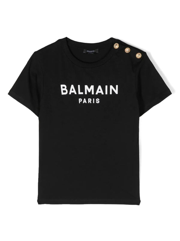 Balmain Kids T-shirt nera con stampa