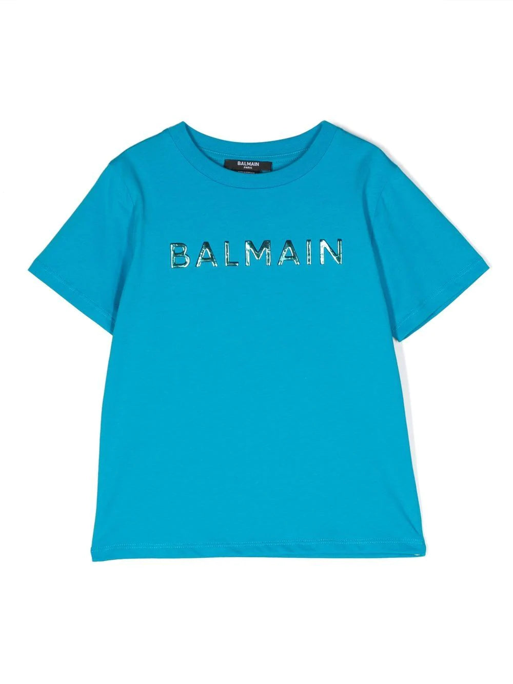 Balmain Kids T-shirt blu con logo in rilievo