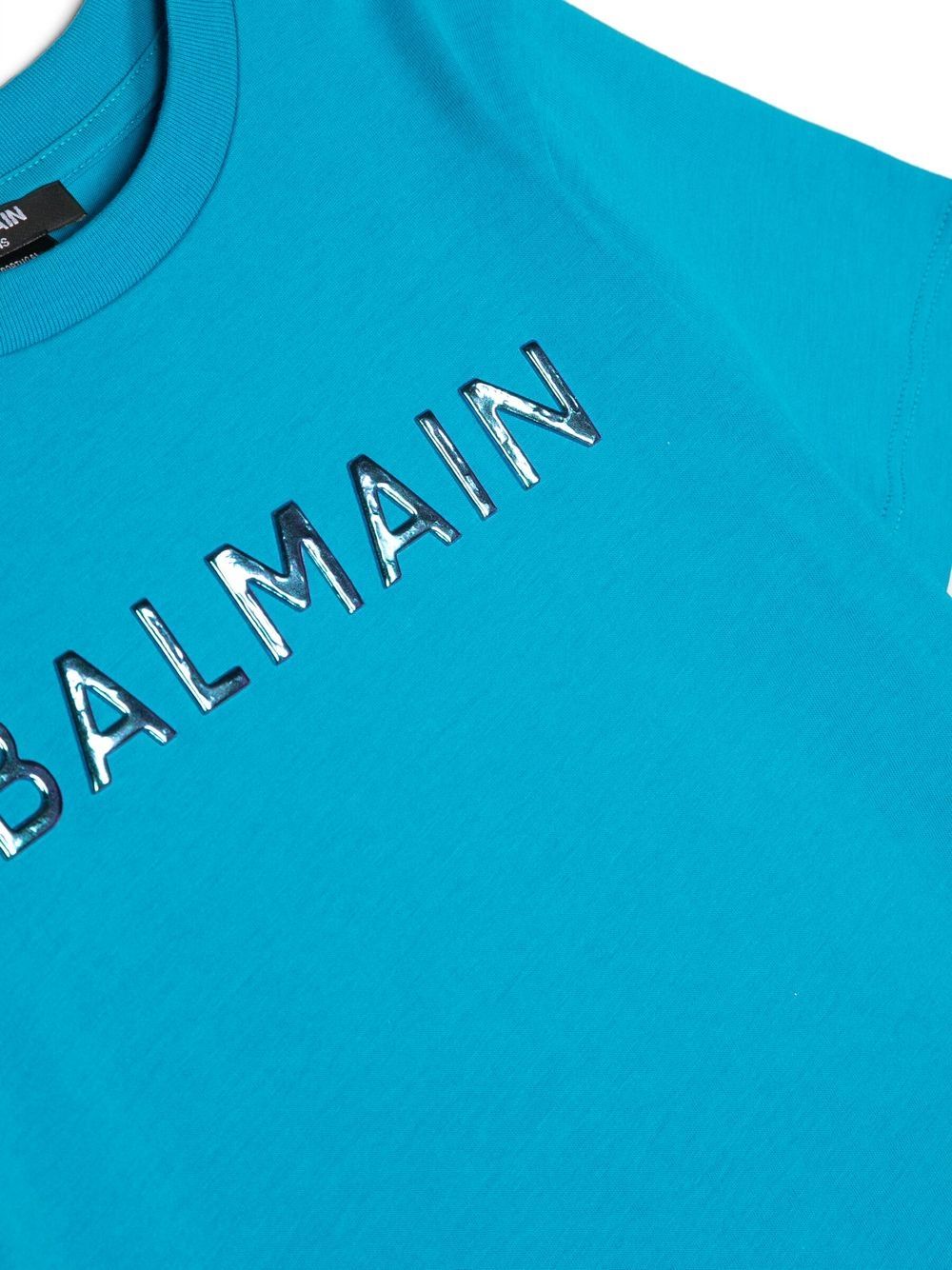 Balmain Kids T-shirt blu con logo in rilievo