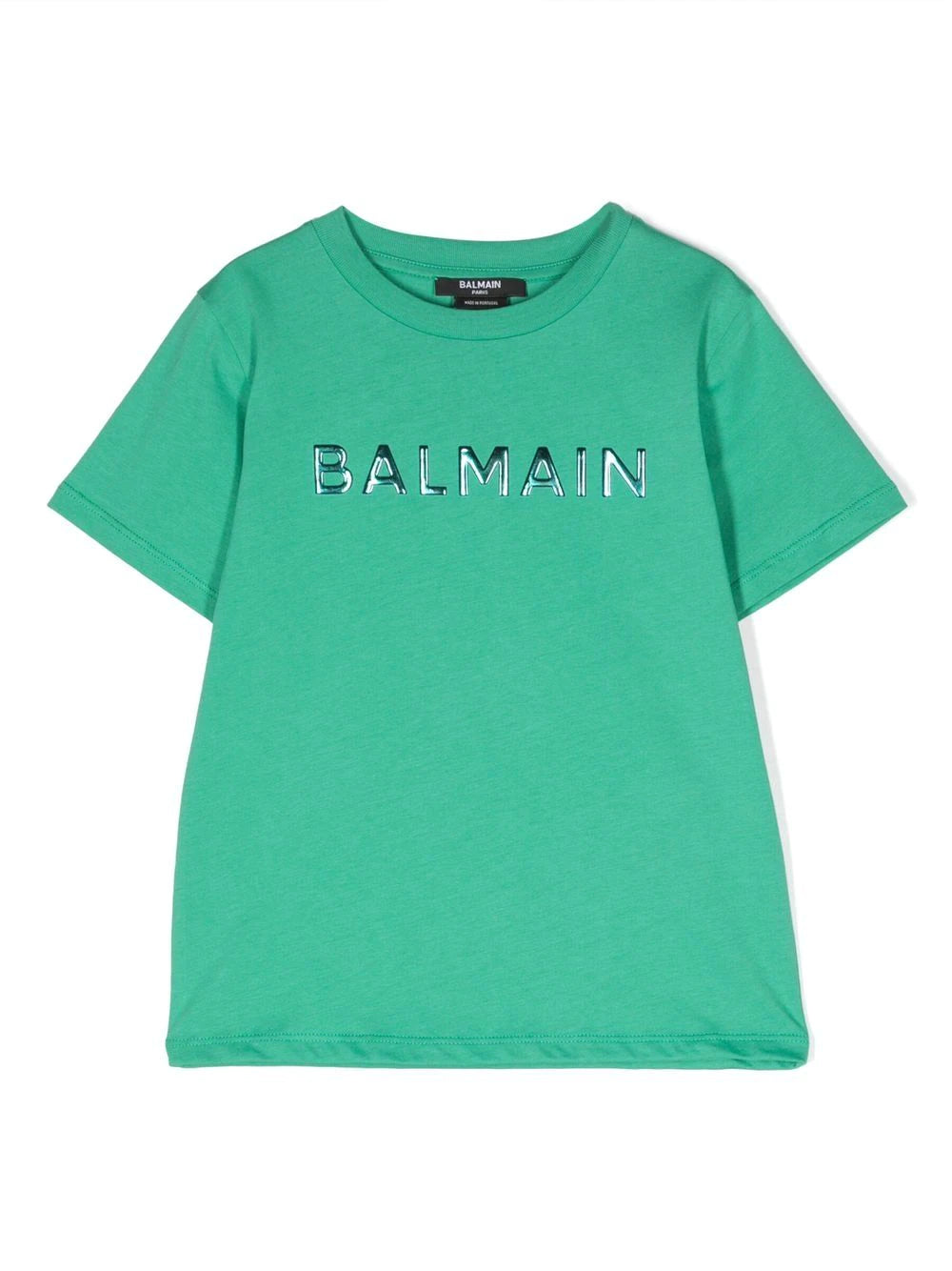 Balmain Kids T-shirt verde con logo in rilievo