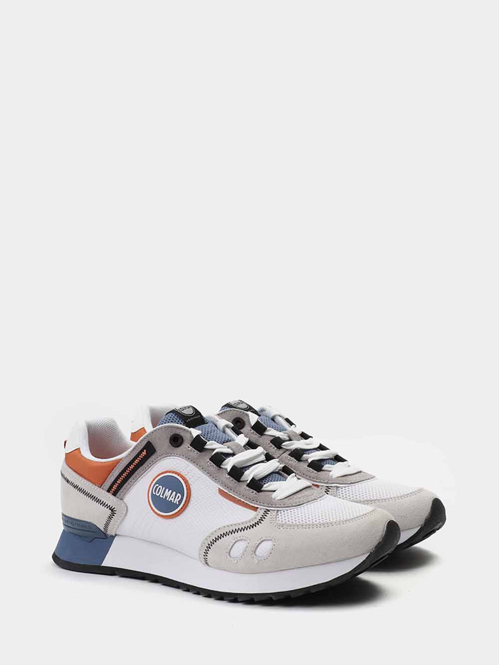 Sneakers White - Steel Blue - Orange