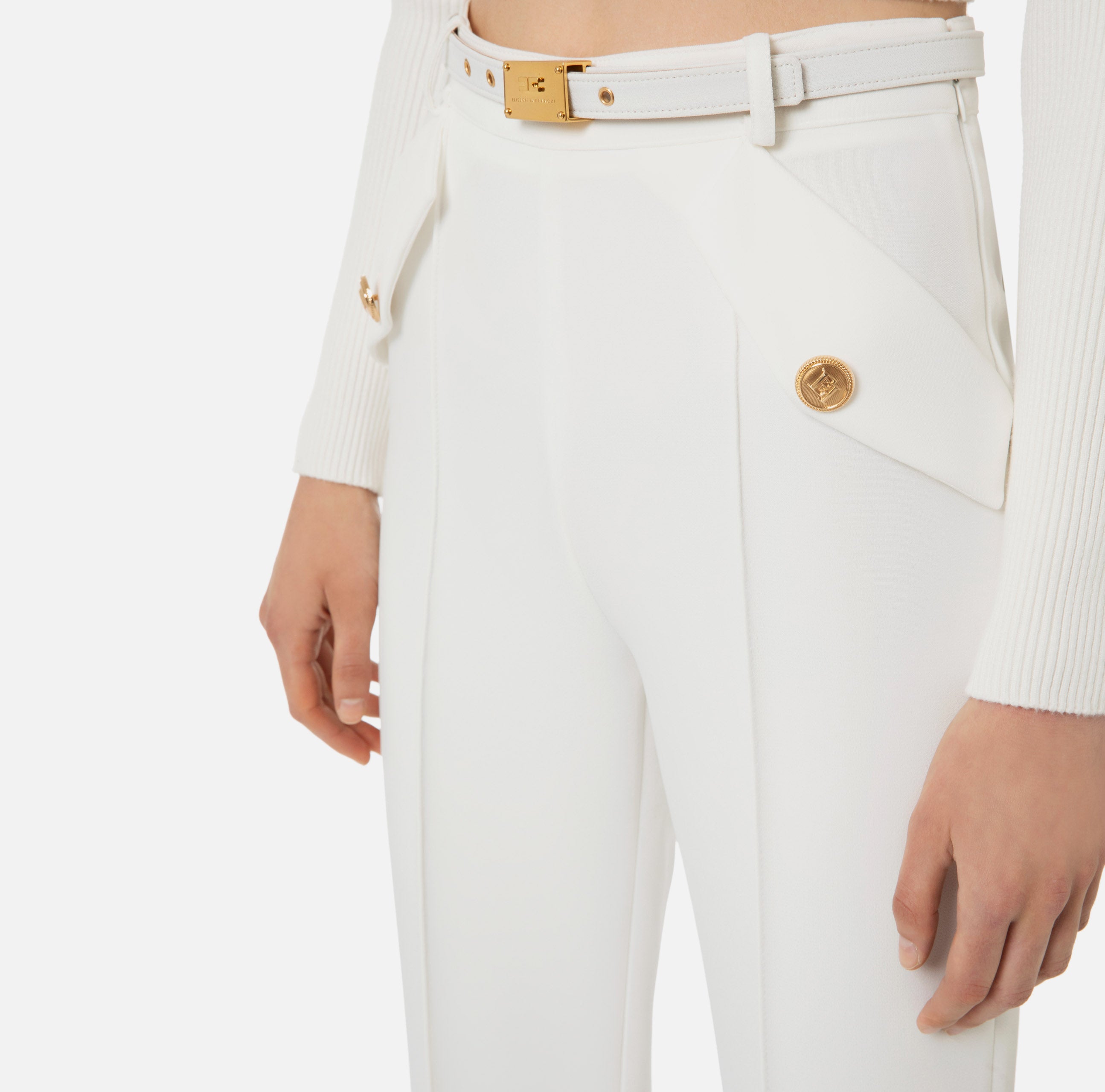 Elisabetta Franchi Women's Trousers PA02236E2 Ivory