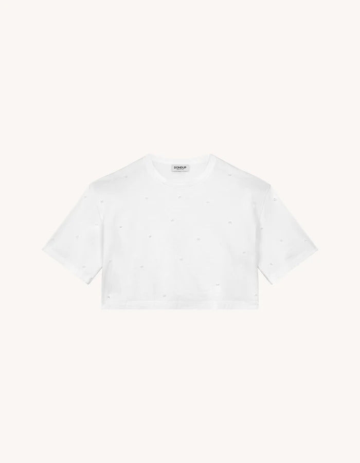 Dondup T-Shirt Donna Crop Luce-Bianco