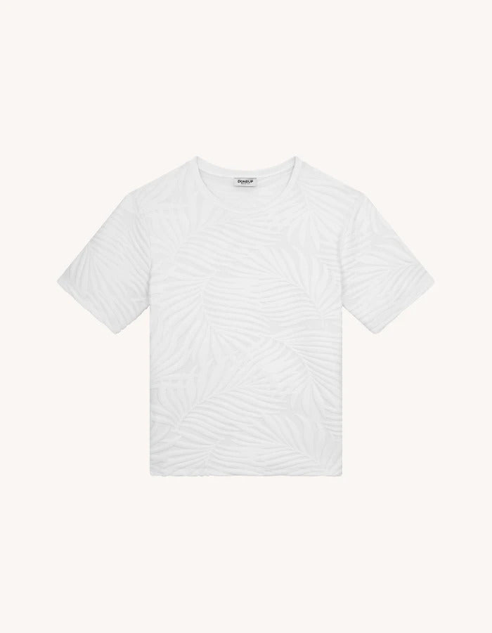 Dondup T-Shirt Uomo Jacquard-Bianco Latte