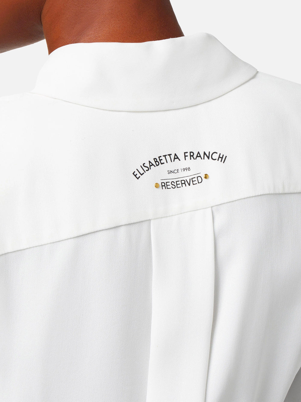 ELISABETTA FRANCHI Camicia Logo Retro-Bianco